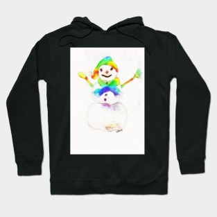 Snowman with Rainbow Scarf and Hat Hoodie